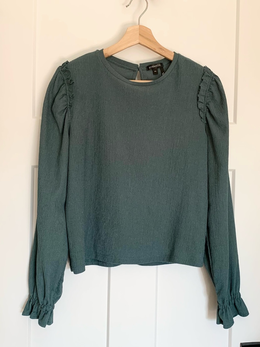 Dynamite Long-Sleeve Blouse in Teal